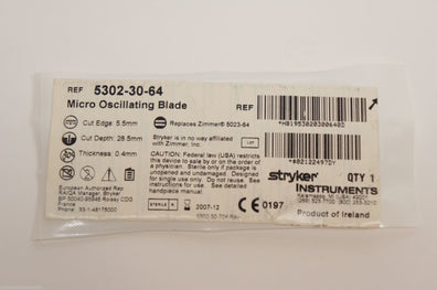 5302-30-64 ~ Stryker Micro Oscillating Blade 5.5mm (x)